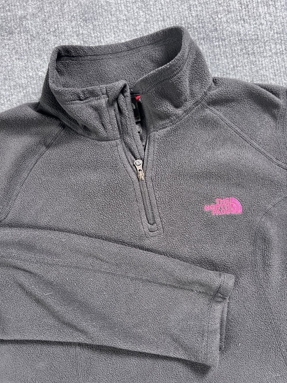 The North Face Fleece Glacier Quarter Zip Pink Ribbon Black Womens Small
